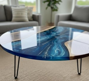 Midnight Blue <b>Epoxy</b> <b>Table</b> Blue Marble <b>Epoxy</b> Wood <b>Table</b> Sapphire Glow Resin <b>Coffee</b> <b>Table</b> Arctic Blue <b>Epoxy</b> Round <b>Table</b> Deep - Product Image 6