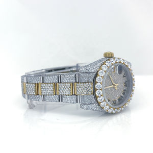 Dos tonos plata y oro amarillo Iced Out marca clásica moissanite diamante reloj Hip Hop tendencia reloj para raperos 2024 - Product Image 2