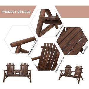 Set da Giardino in Legno con Tavolino Centrale per Cortile e Spazi Esterni - Panca e Sedia Comode - Product Image 5