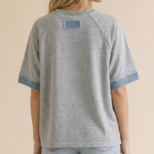 Custom Logo Wholesale Summer Loose Casual Regular Fit Vintage 100% Cotton Breathable Color Block Star <b>Patchwork</b> Neck T-<b>Shirt</b> Men - Product Image 6