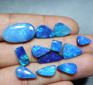 Australian Blue <b>Fire</b> Opal Doublet Cabochon Loose Natural Opal for Jewelry Making - Product Image 2