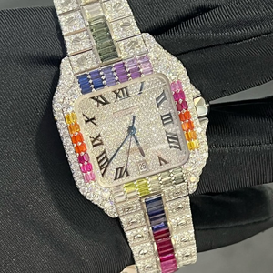 Montre de luxe Hip Hop avec diamants Moissanite VVS de laboratoire taille ronde, bracelet en caoutchouc, montre mécanique faite à la main - Product Image 6