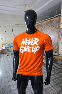 New Gym Men's <b>Orange</b> Short Sleeve <b>T</b>-<b>Shirt</b> O-Neck Quick Dry Casual Printed Letter Design Regular Fit Jersey Knitted Cotton 320g - Product Image 3