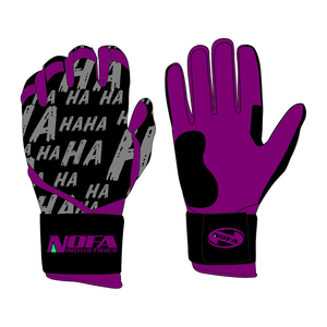 NOFA Industries Red Batting Gloves with Flame Pattern and Wrist Support <b>Hook</b> Loop Closure - Product Image 3