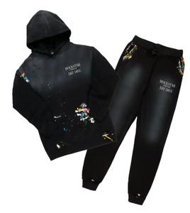 100% coton fait imprimé pull hommes vêtements de rue deux pièces respirant survêtement entraînement vêtements Jogging costume ensemble - Product Image 3