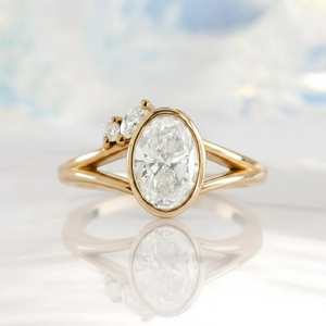 Anillo de banda de moissanita con corte de pera y diamantes para mujer, conjunto nupcial moderno, anillo de promesa, plata 925 con baño de oro, joyería fina - Product Image 3