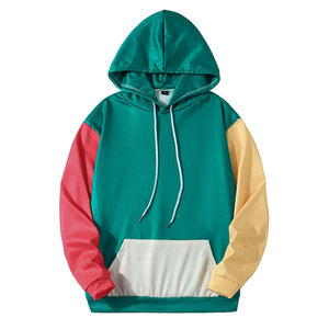 Sudadera con Capucha para Hombre, Diseño Color Block, Manga Raglán, Estilo Casual, Corte Regular, Verde, Amarillo, Rojo - Product Image 1