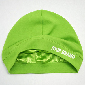 หมวกบีนนี่ผ้าซาตินบุซับในสำหรับผู้ชายและผู้หญิง ซับในผ้าไหม ป้องกันเส้นผมเสียหาย หมวกคลุมผมสำหรับนอน หมวกทรงสกัลแคป ยืดหยุ่นได้ รับทำโลโก้ OEM - Product Image 3