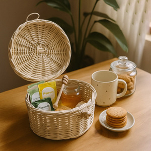 Elegante caja de joyería, cajas de almacenamiento de ratán de alta calidad, recipientes con tapa tejidos a mano, los más vendidos. - Product Image 3
