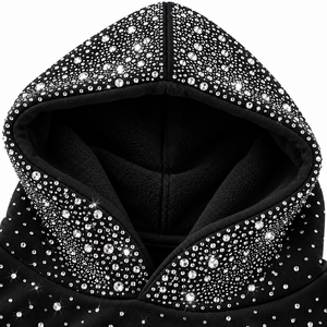 Sweat-shirts à capuche unisexes en molleton de coton avec détails en strass, doux, coupe oversize, style streetwear minimaliste, fabrication OEM en gros - Product Image 4
