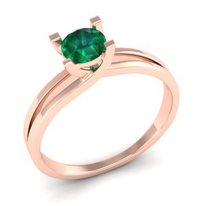 Anillos de compromiso REYES de alta calidad en oro sólido de 14K y 18K con esmeralda de corte redondo de 0.5 quilates para mujer, joyería fina. - Product Image 2