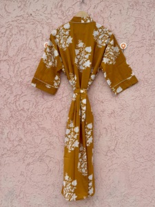 Floral Printed Cotton <b>Kimono</b> Robe Full Length Soft Indian Style Spring Summer Dress Comfortable Resort Beach Wear <b>Women</b> - Product Image 5