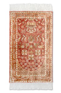 Tapis de prière musulman noué à la main, brun rouille, en viscose, motif islamique traditionnel, texture douce, moderne, idéal pour les voyages – Offre Spéciale - Product Image 4