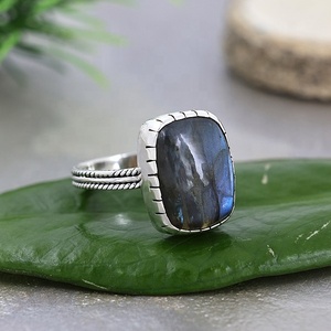 Natural Labradorite Cabochon Gemstone <b>Ring</b> Handmade Sterling Silver Bezel Setting Minimalist <b>Statement</b> <b>Ring</b> for Unisex Everyday - Product Image 5