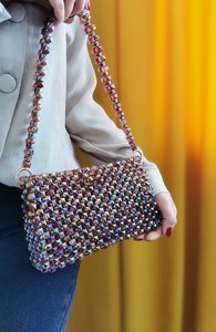 กระเป๋าถือแบบลำลองประดับลูกปัดแก้วสีสันตามสั่ง ได้รับการรับรองจาก MS Handicraft ผลิตด้วยมือในอินเดีย รุ่นอุตรากัฏปัฎฐ์ - Product Image 6