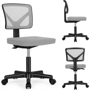 Silla de Oficina Ergonómica Clásica Gris con Respaldo Bajo, Malla Transpirable, Ruedas Giratorias y Base Rodante - Product Image 5