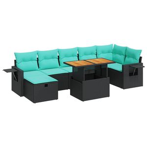 Juego de sofás de patio de ratán sintético gris de 8 piezas con cojines, sofás de jardín - Product Image 2