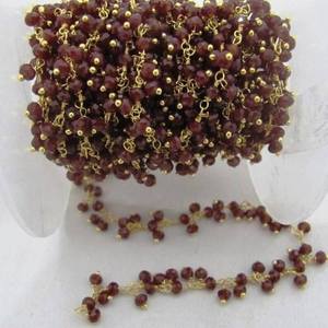 Chaîne à grappes de perles carrées en grenat hydro-quartz plaqué or 18 carats de 3 mm d'épaisseur pour la fabrication de bijoux - Product Image 2