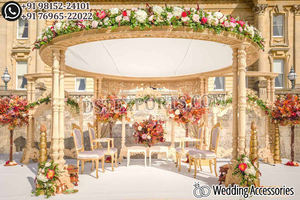 Aspecto clásico King Queen Wedding Mandap Decoración Fascinante Boda hindú Heer Mandap Fibra tradicional Heer Wedding Mandaps - Product Image 6