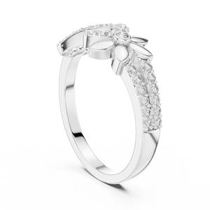 Bague pour femme en diamant de culture INFINITY FLORAL, or blanc 18 carats plaqué rhodium, certifiée, pour fiançailles, mariage, usage quotidien, style glamour - Product Image 2