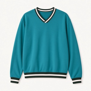 เสื้อสเวตเชิ้ตผู้หญิงคอวี สีพื้น แขนยาว ทรงคลาสสิก ผลิตจากโพลีเอสเตอร์/คอตตอน สำหรับใส่ในฤดูใบไม้ร่วง ขายส่งสีตามสั่ง - Product Image 3