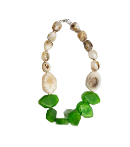 Collier fantaisie géométrique en résine perlée, bleu et rouge vintage, en acrylique, mignon, tendance, pour femme, bijou de fête, pièce maîtresse - Product Image 2