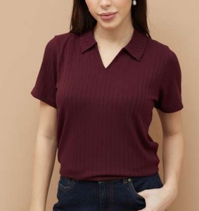 Camiseta Polo de Mujer en Mezcla de Seda de Lujo, Prenda Sofisticada para Combinar en Capas, Textura de Punto Fino y Transpirable, Calidad Premium - Product Image 6