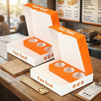 Boîte à poulet frit personnalisée en carton imprimé à faible MOQ pour restaurant, insert d'emballage pour livraison rapide, conteneur de restauration rapide à emporter