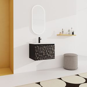 Mobile bagno sospeso da 24 pollici con lavabo in ceramica e anta con chiusura ammortizzata, kit di montaggio (KD) - Product Image 4