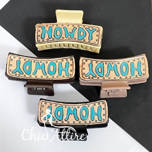 Western Style Wholesale Custom Luxury Tooled Leather <b>Hair</b> Claw Clip for Women's Howdy Design Boutique Fashion <b>Hair</b> Accessories - Product Image 1