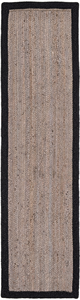 Tapis de couloir en jute tressé à la main avec bordure noire, en fibres naturelles, pour entrée, couloir ou ferme - Product Image 2