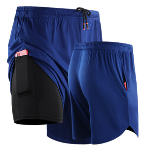 <b>Men's</b> <b>Red</b> Sporty <b>Shorts</b> with Mid Waist Drawstring Closure Side Pockets Polyester Material Quick Dry Compression Liner 2 1 Design - Product Image 3