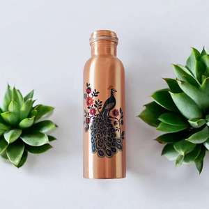 Copper <b>Water</b> <b>Bottle</b> With Peacock Design Oriental Style Portable Travel Drinkware supplier price Custom printed drinkware - Product Image 5