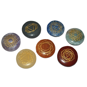Juego de Círculos de Piedra Grabados con los Siete Chakras para Regalos Empresariales, Decoración del Hogar y Recuerdos - Product Image 2