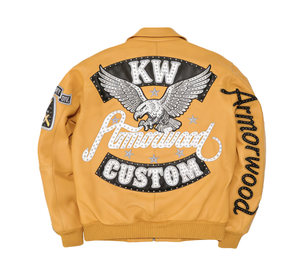 Chaqueta Bomber Varsity de Cuero de Cordero Personalizada para Hombre con Bordado de Tiburón, Chaquetas de Invierno de Cuero Genuino 2025, Ropa de Abrigo OEM - Product Image 5