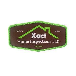 Patch brodé Xact Home Inspections LLC, thermocollant, marron vert, forme irrégulière, en feutre non tissé - Product Image 1