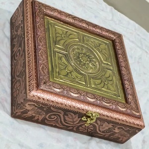 Handcrafted Copper and Brass Oxidized Wooden Utility <b>Box</b> <b>for</b> Jewelry <b>Storage</b> Dry Fruit Gifting and Home <b>Decor</b> - Product Image 1