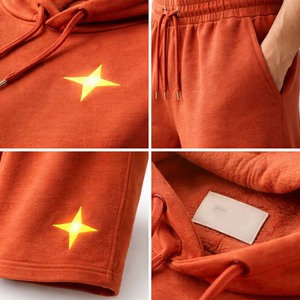 Pantalones Cortos de Algodón con Forro Polar para Hombre, con Logotipo Personalizado, Color Naranja, Casuales, con Cordón, para Verano, Estilo Urbano, Venta al Por Mayor - Product Image 3