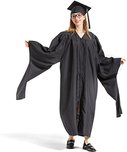 Vestido de Graduación Negro para Mujer con Birrete y Diploma para Ceremonia, Ropa de Actuación para Adultos, 100% Poliéster - Product Image 3