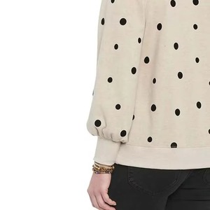 Sudadera de Mujer con Estampado de Lunares, Cuello Redondo, Manga Farol, Tejida en Algodón, Informal, para Otoño - Product Image 5