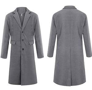 Abrigo largo para hombre, gabardina extragrande hasta el suelo, ropa de abrigo cálida para invierno, gabardina lisa, tejida, cortavientos, de lana, transpirable - Product Image 5