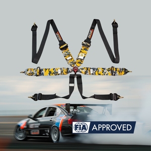 Arnés de Carreras de Poliéster de Alta Tenacidad Certificado por la FIA, Cinturón de Seguridad Deportivo de 6 Puntos, Ligero, con Cierre de Leva y Pernos de Ojo de 7/16 UNF - Product Image 1