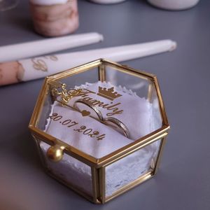 Glass Jewelry <b>Box</b> Hexagon Shape With Lid Minimalist Design Hinged Metal Frame <b>Storage</b> Container - Product Image 2