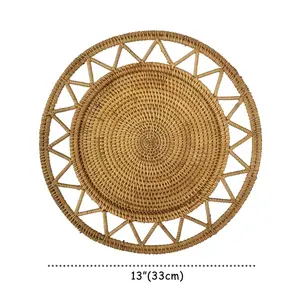 Tapis de table à manger rectangulaire de bohème en rotin peint à la main, résistant à la chaleur, durable et écologique, en osier personnalisé, bon marché, vente en gros - Product Image 2