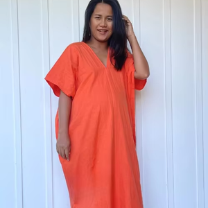 Double Gauze Cotton <b>Kaftan</b> Dress Boho <b>Kaftan</b> Relaxed Fit Summer Dress Beach Cover Up Vacation Wear Loose Fit At Cheap Price - Product Image 1