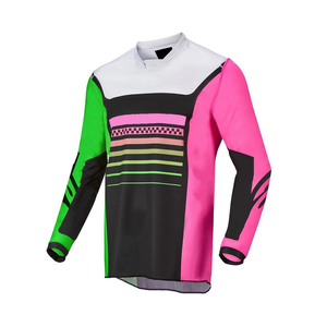 Combinaison de course moto pour homme rose, verte et noire, ensemble chemise et pantalon à manches longues, séchage rapide, toutes saisons - Product Image 6