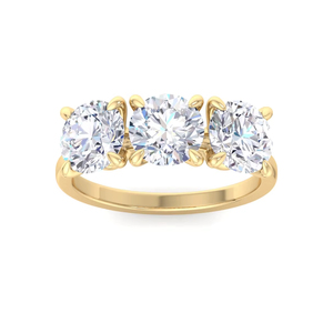 Anillo de Compromiso de Tres Piedras con Diamante Cultivado en Laboratorio de Corte Redondo, Chapado en Oro de 18k y Rodio, Certificado IGI, Anillo de Aniversario de Bodas para Mujer - Product Image 1