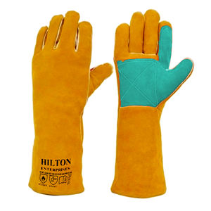 Gants de travail robustes manchette de sécurité en cuir de vachette renforcé paume et pouce gants de soudage en cuir gants résistants à la chaleur - Product Image 3