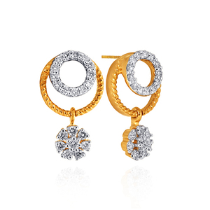 Pendientes de Aro Circulares Chapados en Oro de Primera Calidad con Diamantes CZ en Forma de Flor, Elegantes para Mujer, Joyería de Moda para Bodas y Fiestas - Product Image 3