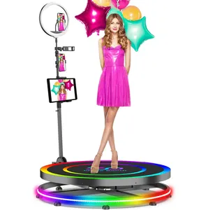 2024 Automatische 115cm LED Licht rotierende Maschine Photo booth 4 Personen Magic Mirror IPad Selfie Spin 360 Photo Booth